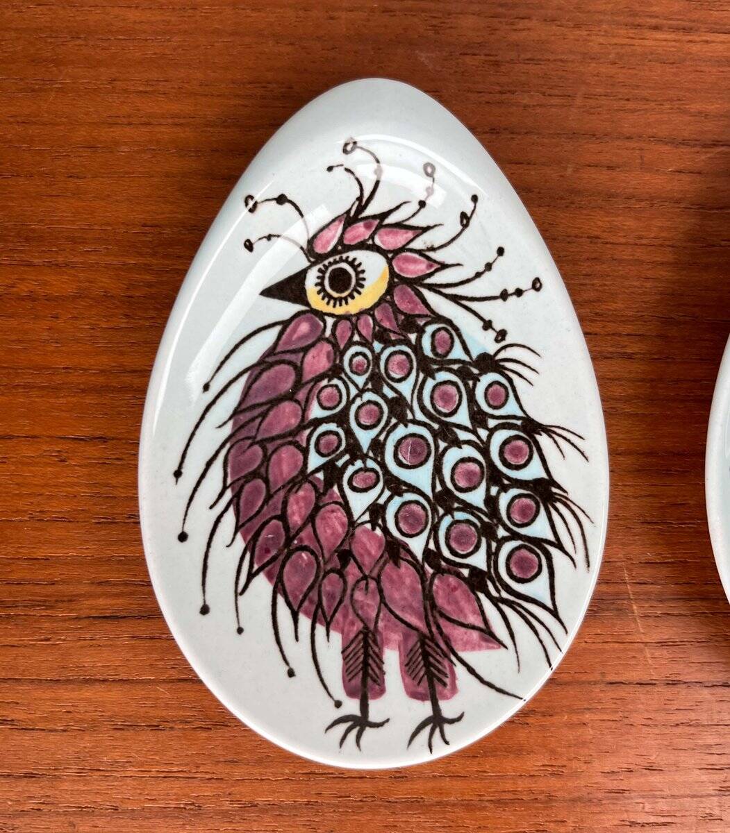 Small oyster or Danish sauce plates from the mid-century by Beth Breyen for Royal Copenhagen, set of 4.