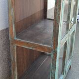 Old blue wooden display case