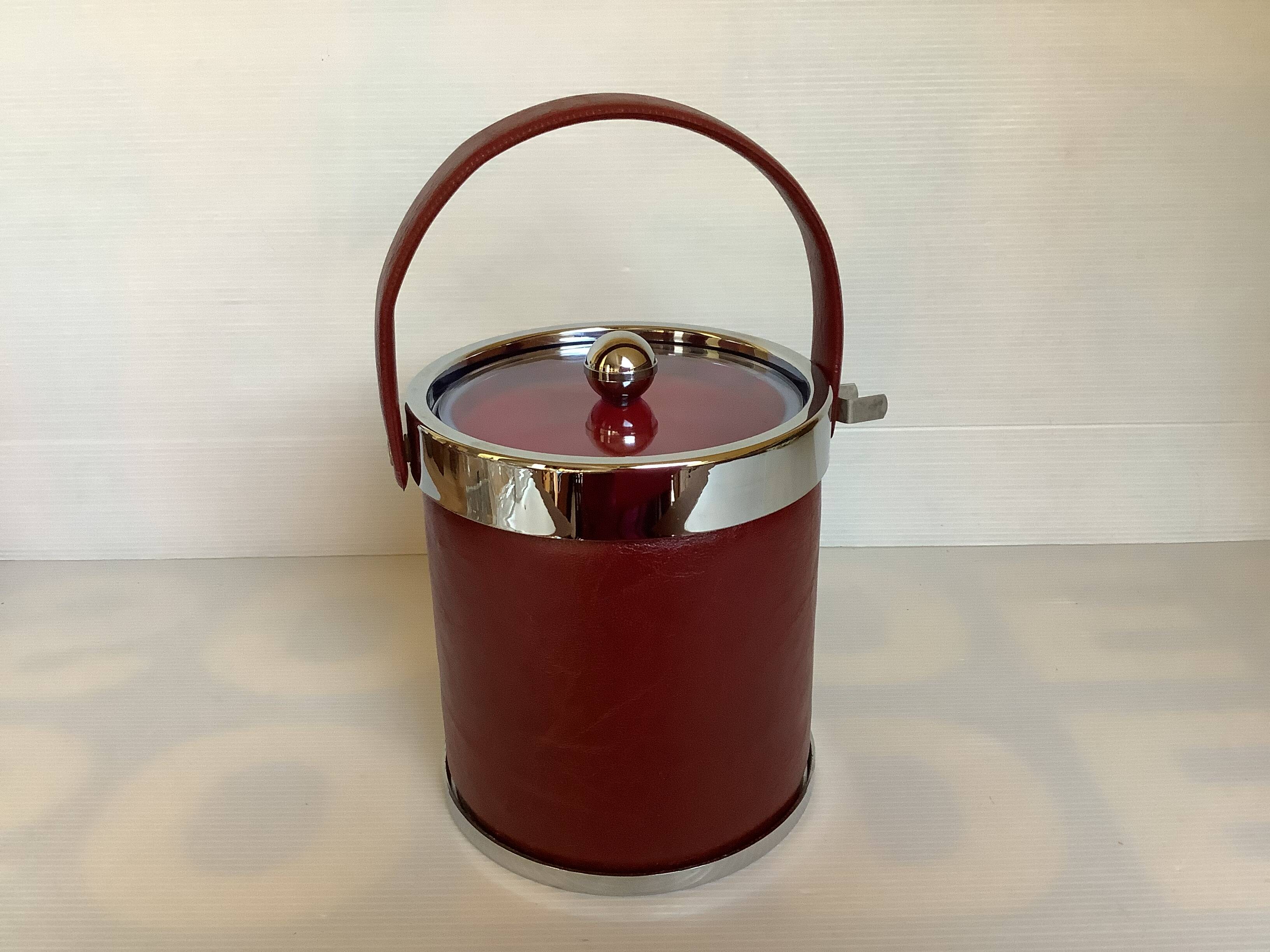 Burgundy leatherette ice bucket