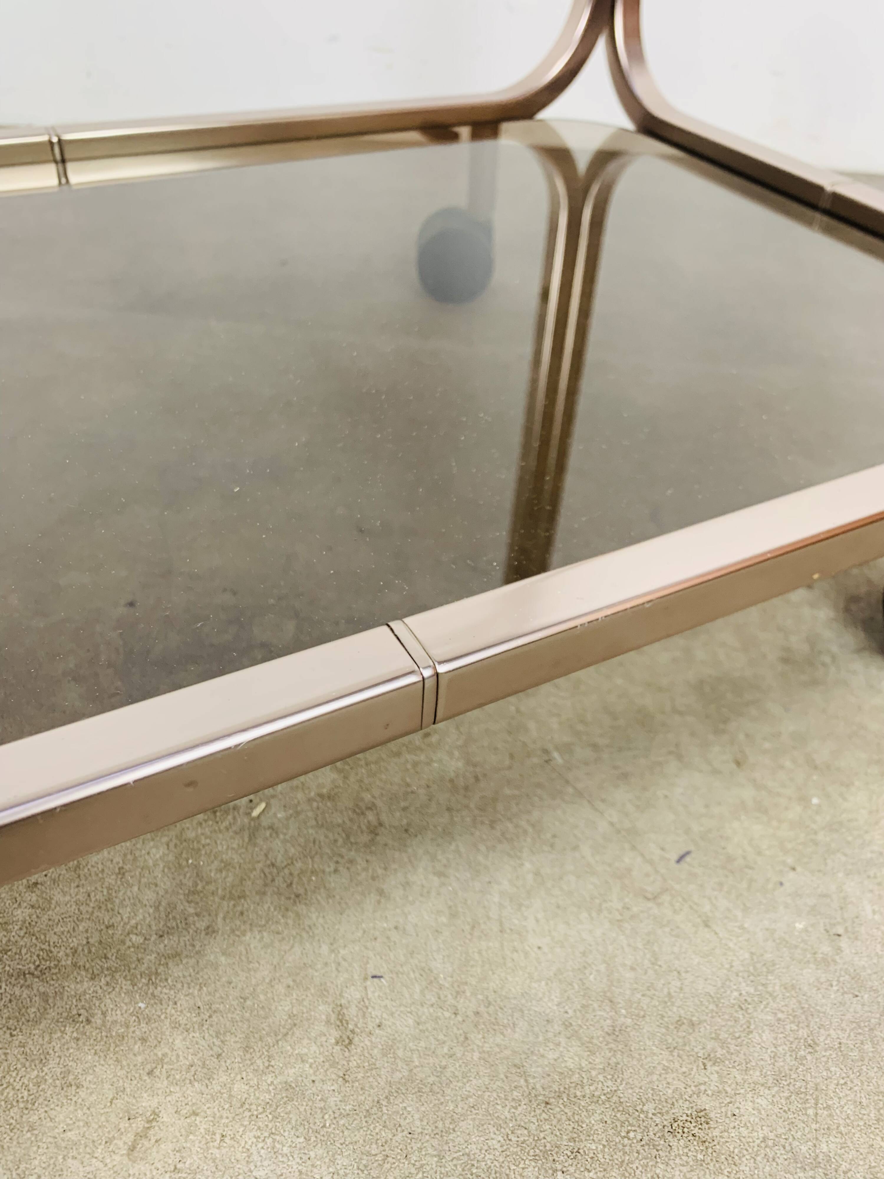 Kaymet dessert trolley in smoked glass and anodised aluminium, 1980s.