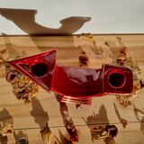 Double ceramic candle holder burgundy gilded