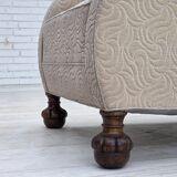 1950s, Danish artdeco armchair, furniture wool, oak wood legs.