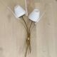 Mid-Century French Brass Sconces • Bullrush Design • Opaque Glass Shades