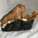 Zoomorphic lion ceramic egg cup