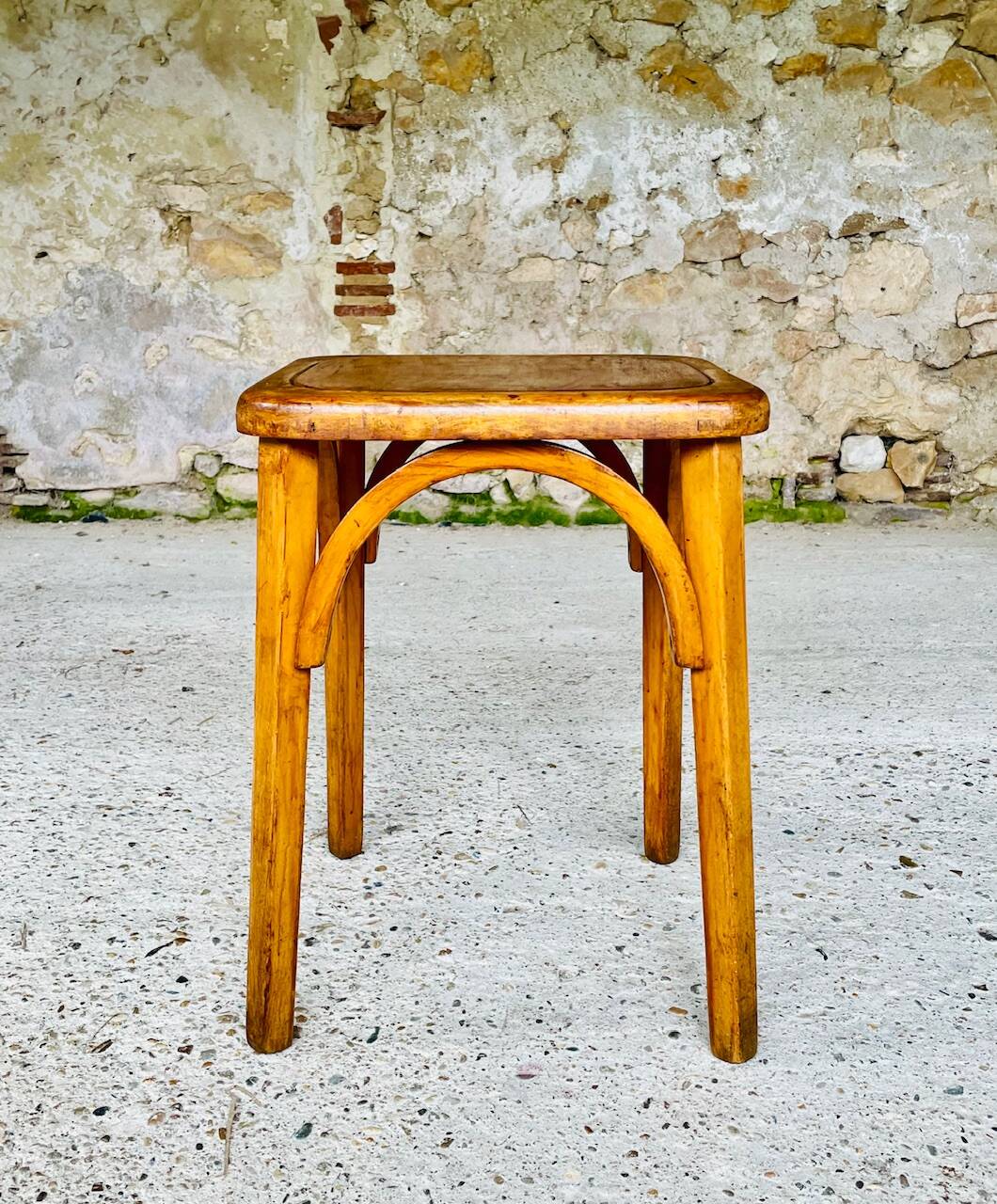 Bistro stool, curved wood by Stella, circa 1950s