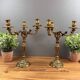 Pair of antique bronze candlesticks, Louis XV style