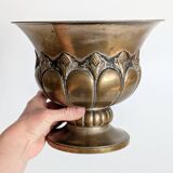 Cache-pot vintage en laiton avec piédestal