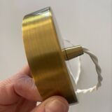 Vintage scalloped opaline glass and gold-tone metal pendant light