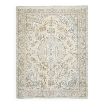 Tapis d'aire vintage persan fait main en laine et coton orange des années 1970 290x372
