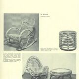 Cylindrical pouf in curved rattan by Castano, 1960s