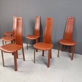 Vintage Leather Dining Chairs by Arper Italy, 1980s - Set of 6