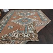 1970s Vintage Turkish Oushak Handmade Wool Cotton Brown Area Rug 160x254