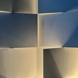 Modernist wall lamp with white metal shade, design by C. Grandidier.