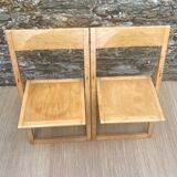 Extra flat vintage beech folding chairs
