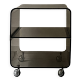 Smoked plexiglass side table by m. dumas for roche bobois, design 1970