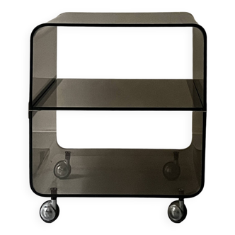 Smoked plexiglass side table by m. dumas for roche bobois, design 1970