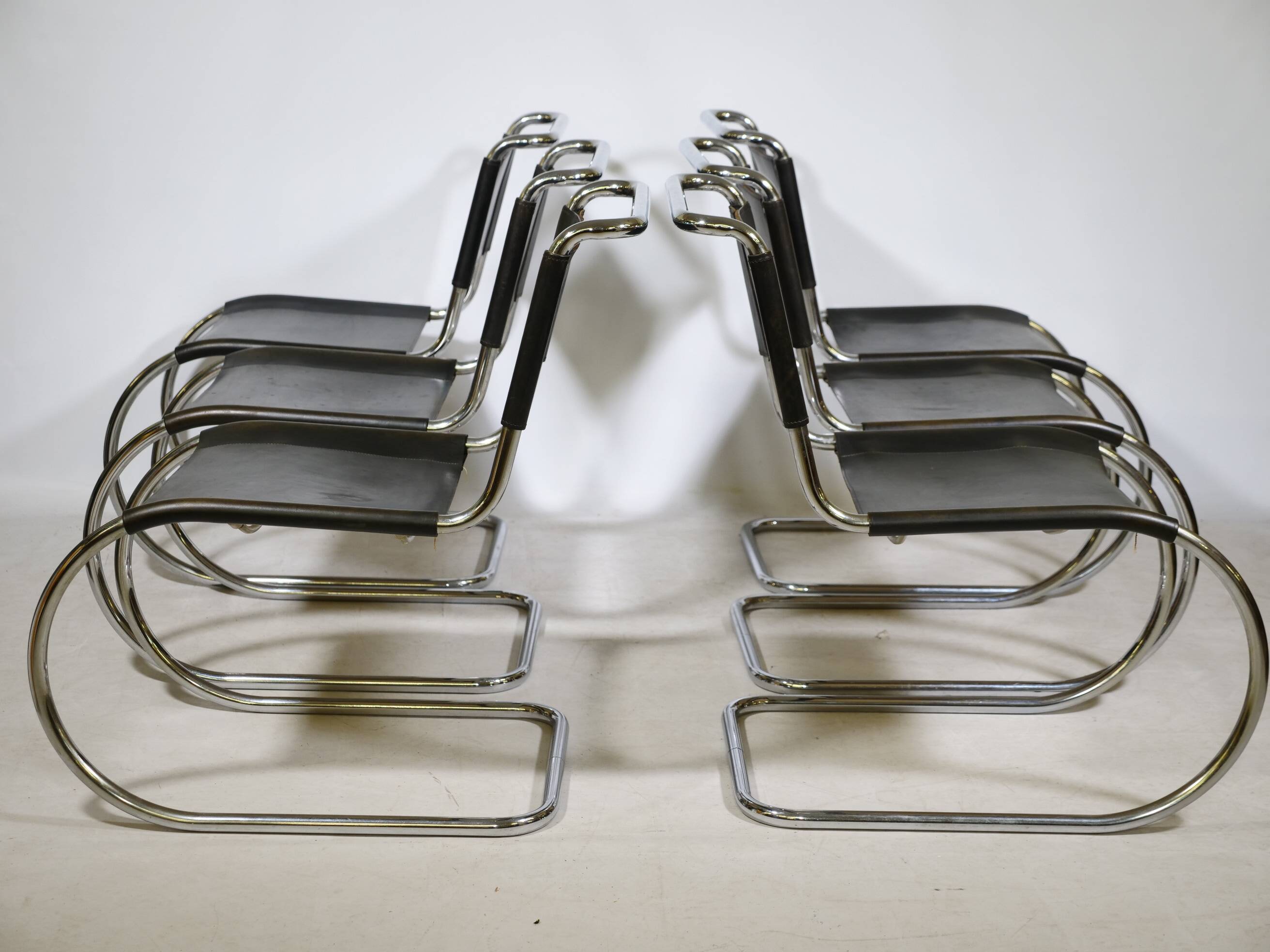 Bauhaus Cantilever Chairs by Mies van der Rohe for Thonet, Set of 6, 1970s