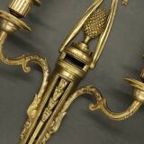 Pair of large Louis XVI style 19th century knot wall lights - bronze