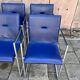 Four Arco Frame Dining Chairs / Blue Leather / Burkhard Vogther