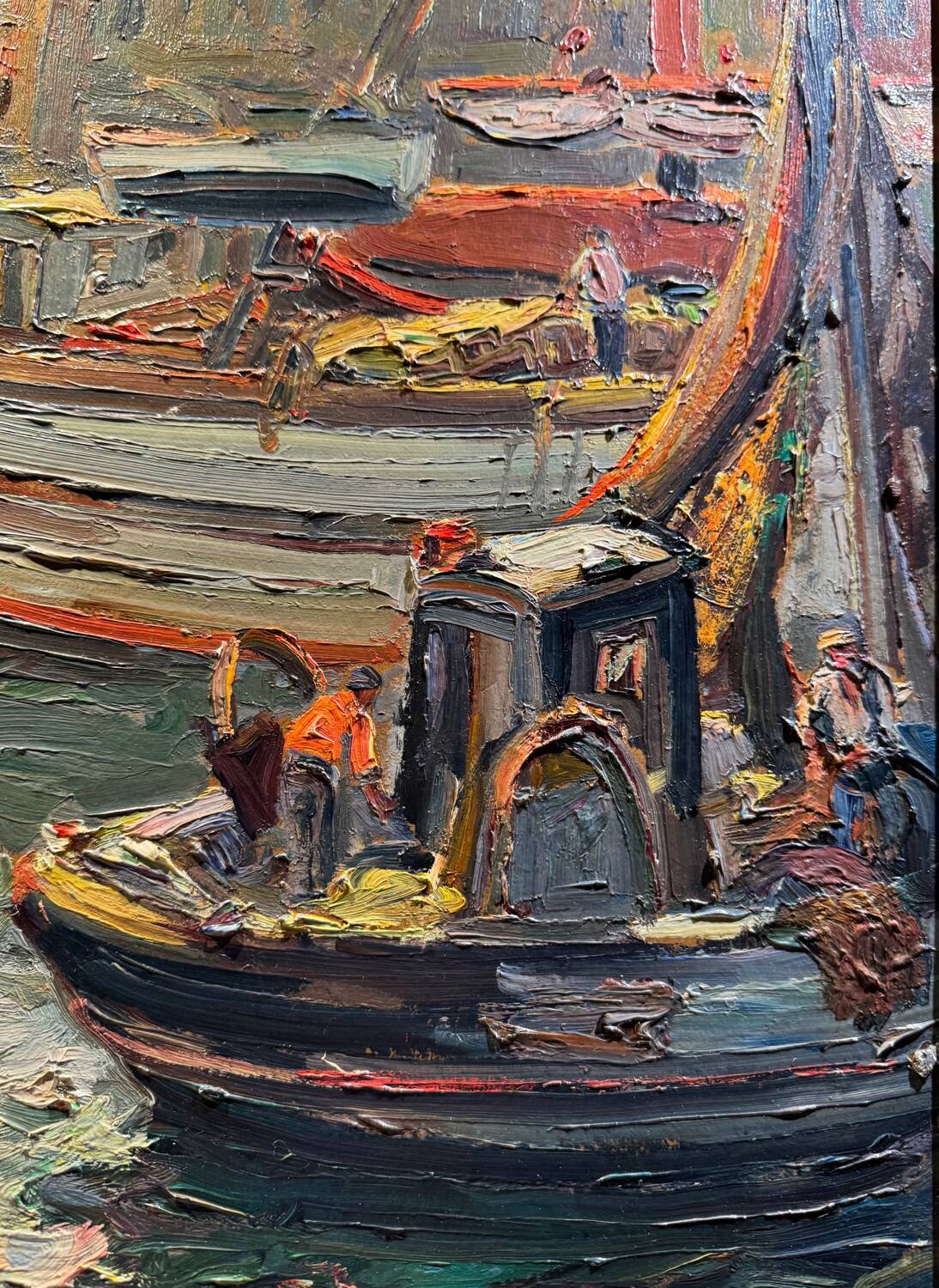 Antique painting, seascape signed Louis Dufour, dated 1943