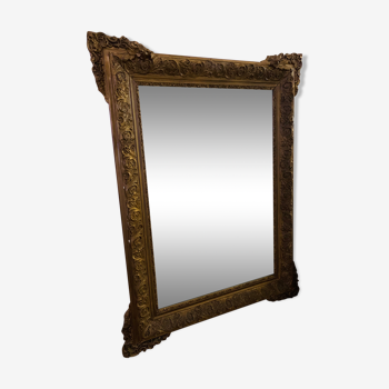 Miroir ancien ornementé doré 75x110cm
