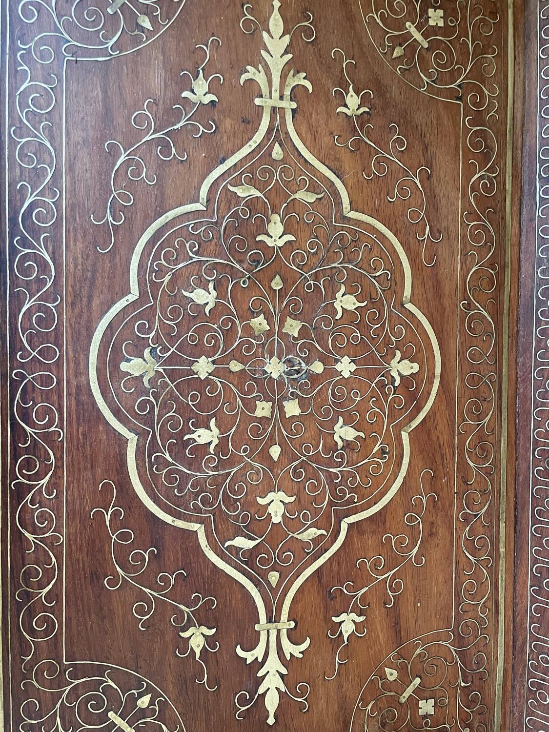 19th century wooden and brass tray