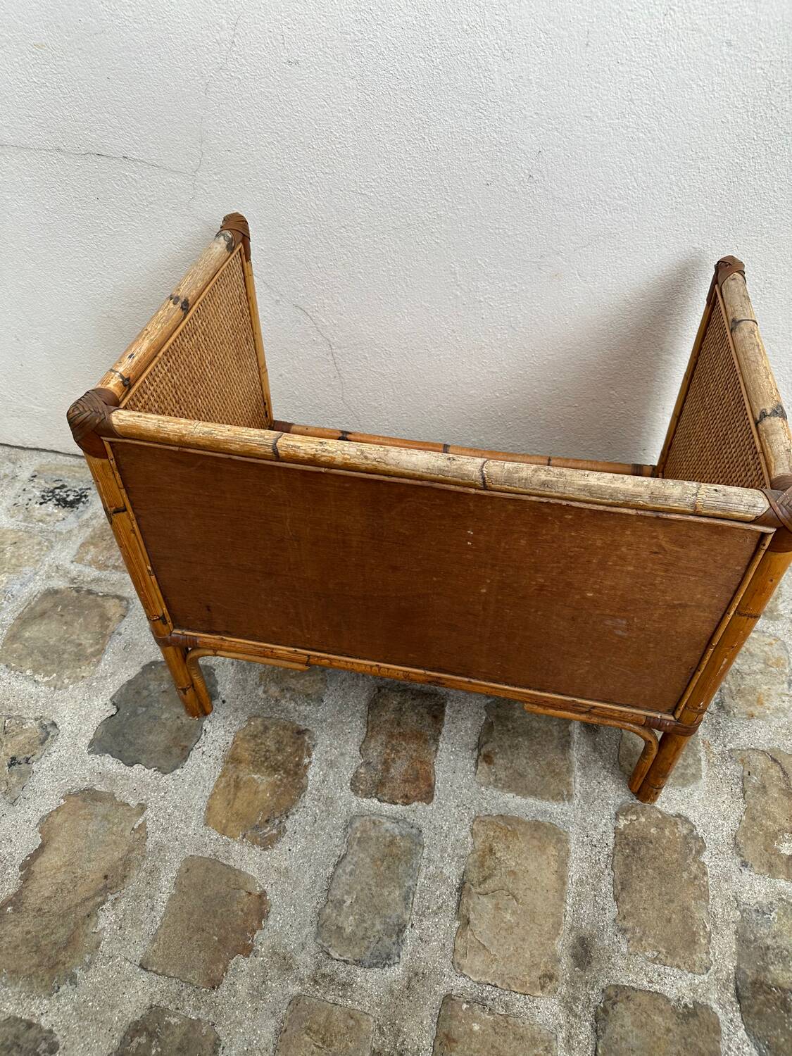 Fauteuil vintage en rotin et bambou