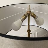 Tripod floor lamp with adjustable height and shelf from the 1960s.