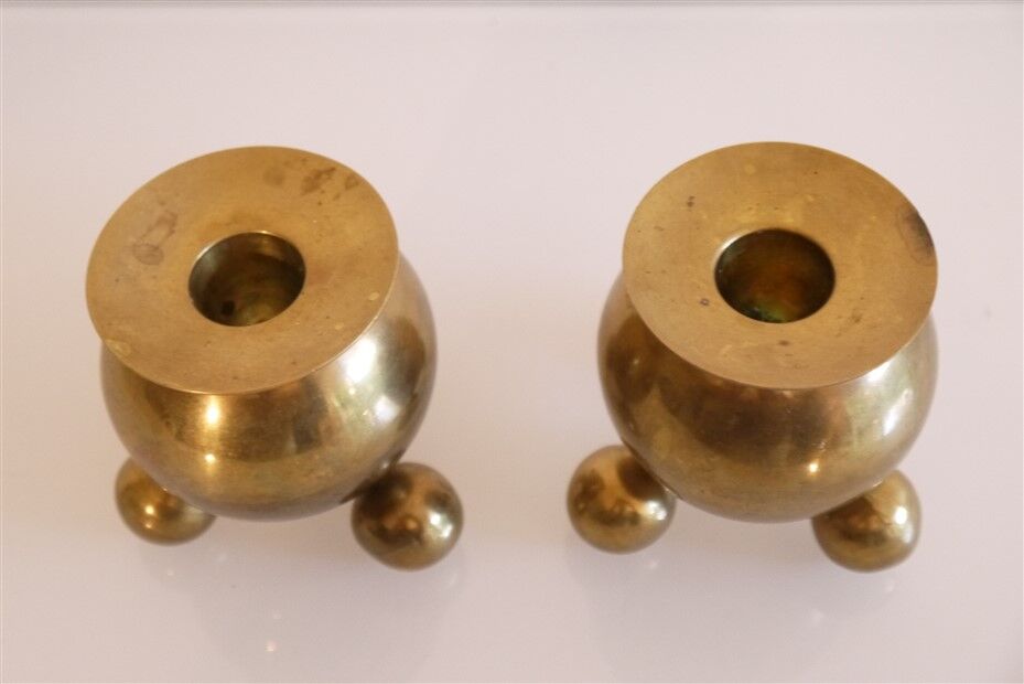 Pair of Scandinavian brass candle holder 1970