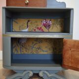 Art deco style bedside table - asymmetrical mustache foot