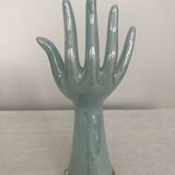 Hand soliflore blue green iridescent and gold