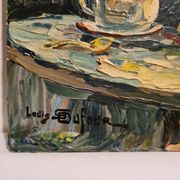 Bouquet de roses dans un vase, huile par Louis Dufour