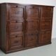 Antique french oak apothecary / filing cabinet folding doors, late 19th century