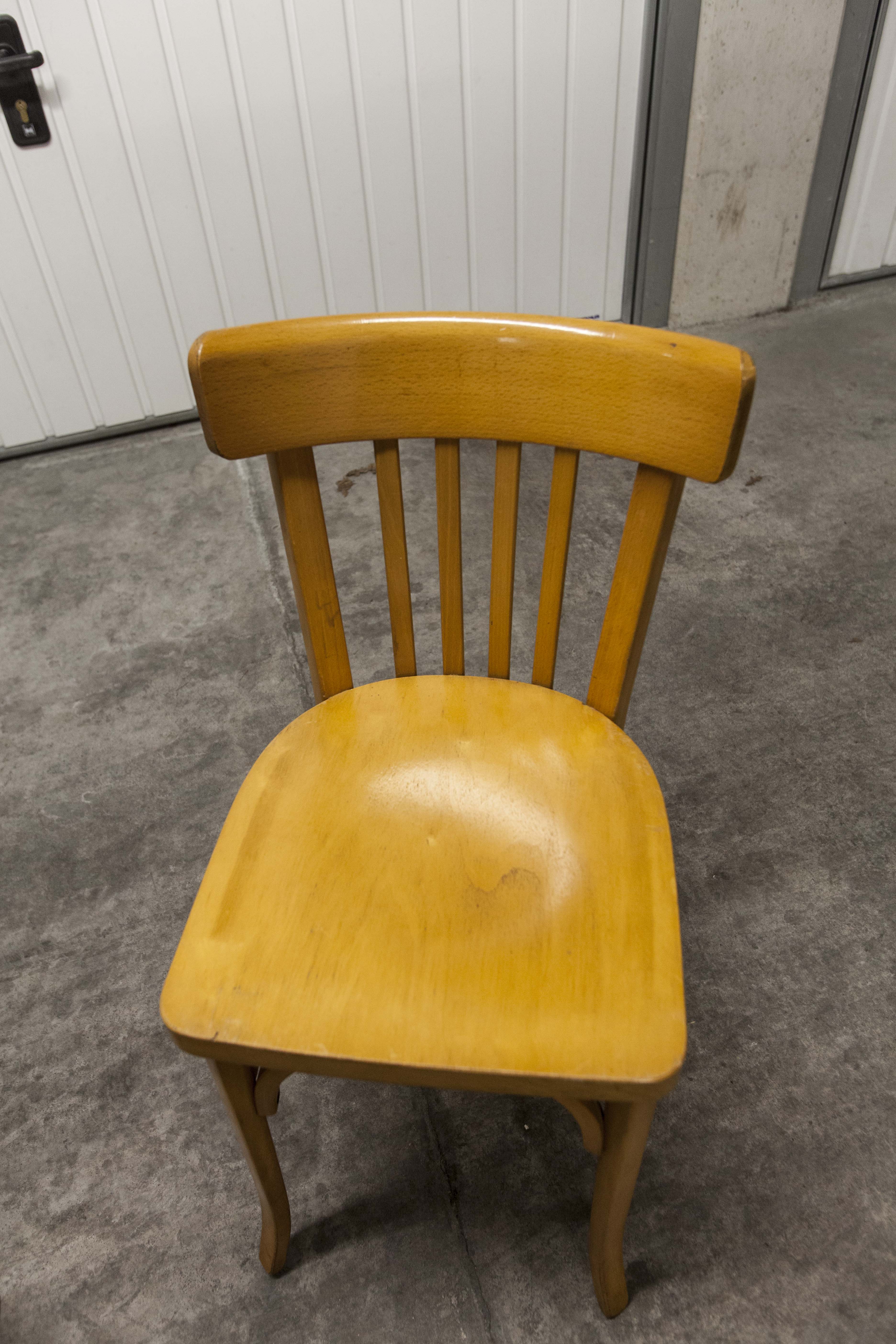 Pair of chairs bistro Baumann 1970s honey color