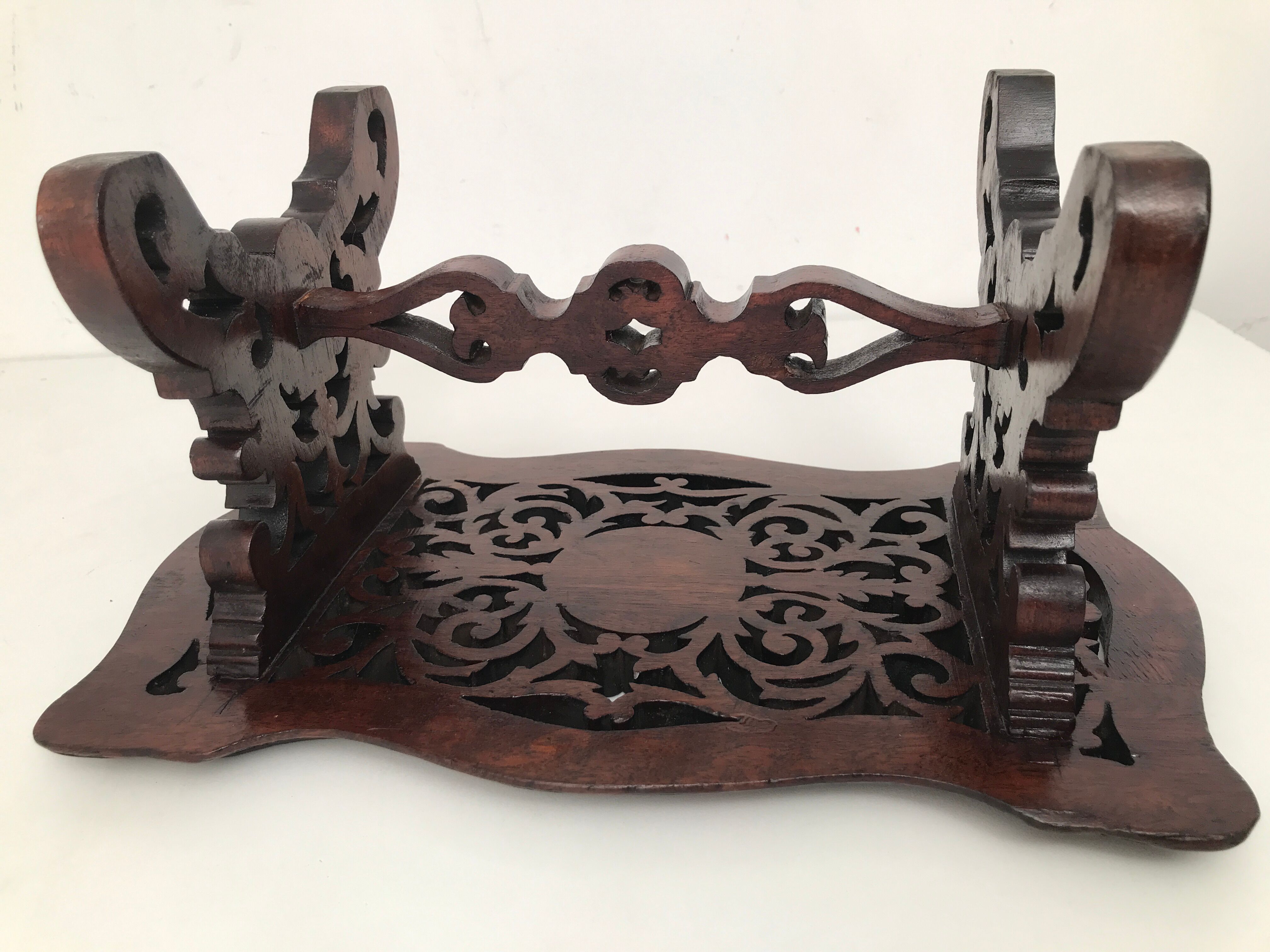 Vintage carved wooden footrest