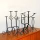 Pair of black iron tripod candlesticks, brutalist, 1970 - 30 cm