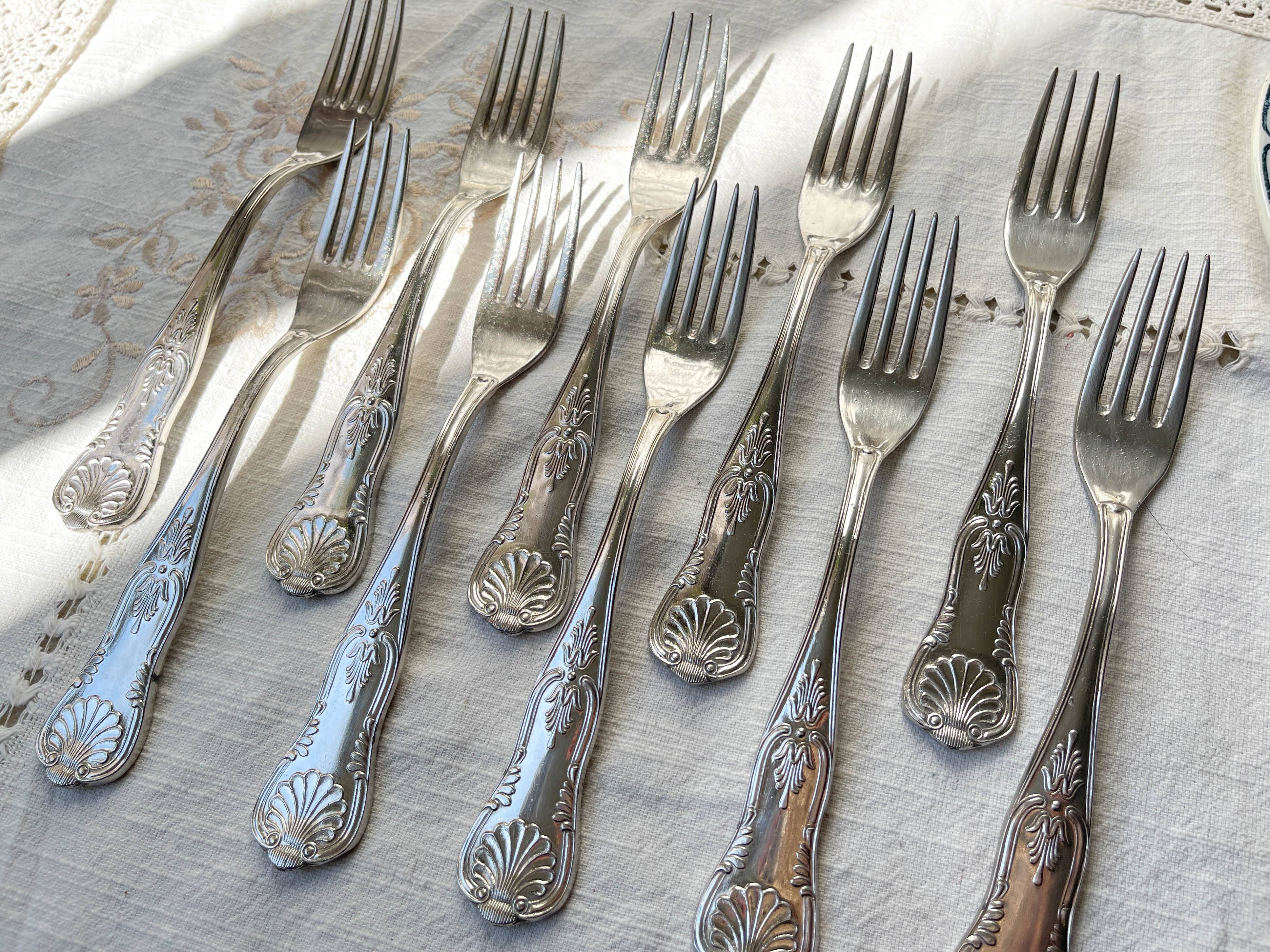 10 Vintage Rocaille Style Metal Forks