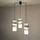 Suspension à trois lumières en métal et verre opalin, années 1960
