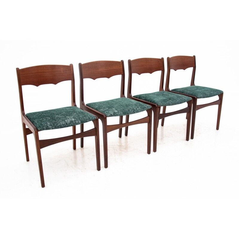 Set of four Scandinavian green chairs
