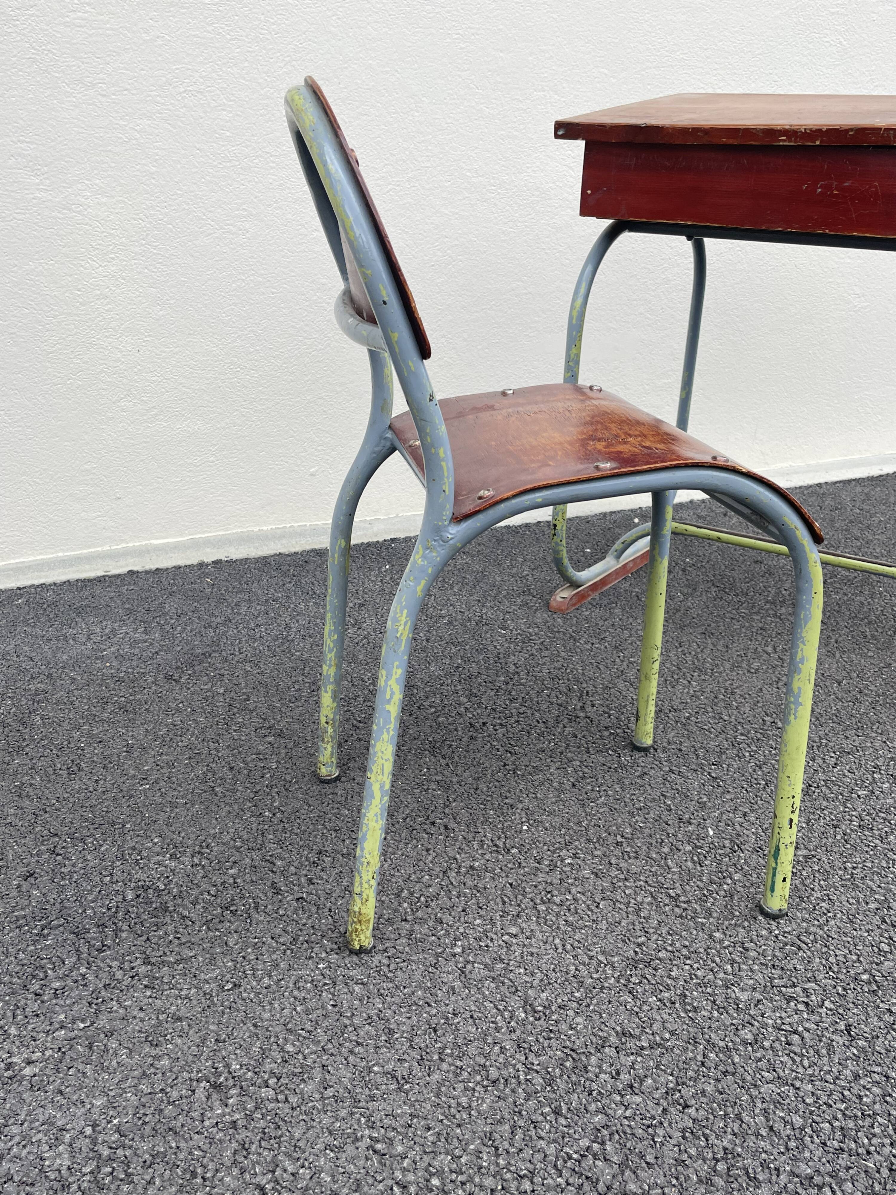 Small designer children's desk and its vintage chair