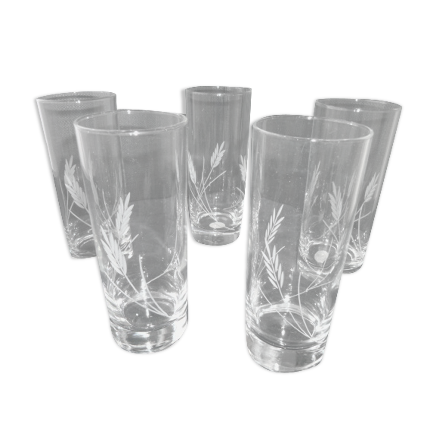 Set of 5 glasses high crystal cups of Arques Luminarc Model Gerbe