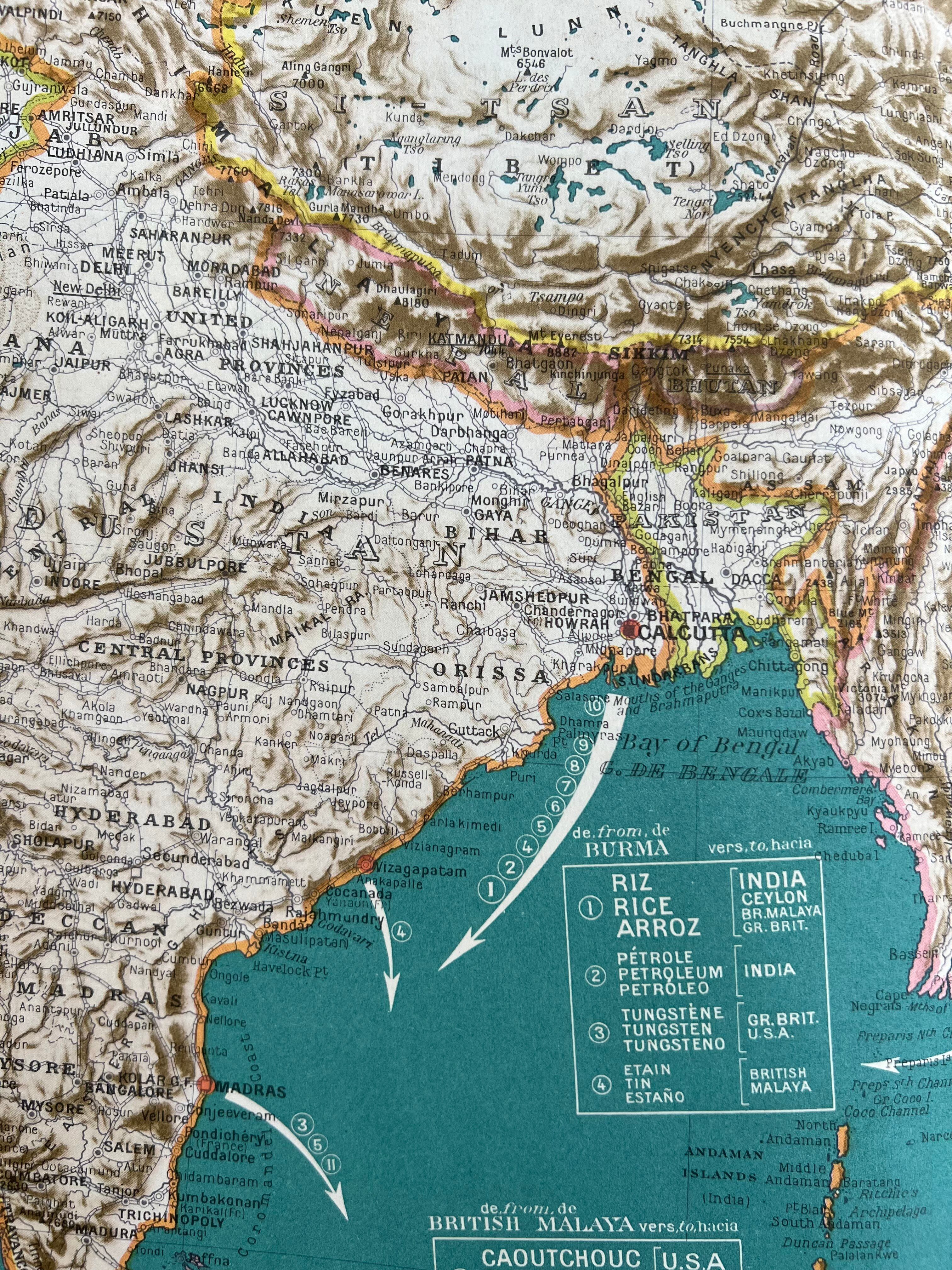 Old map of Southeast Asia — Trade routes | India, Indochina