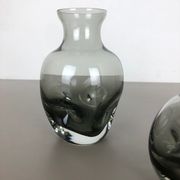 Set of 3 cubic hand blown crystal glass vase by Friedrich Kristall Germany 1970s