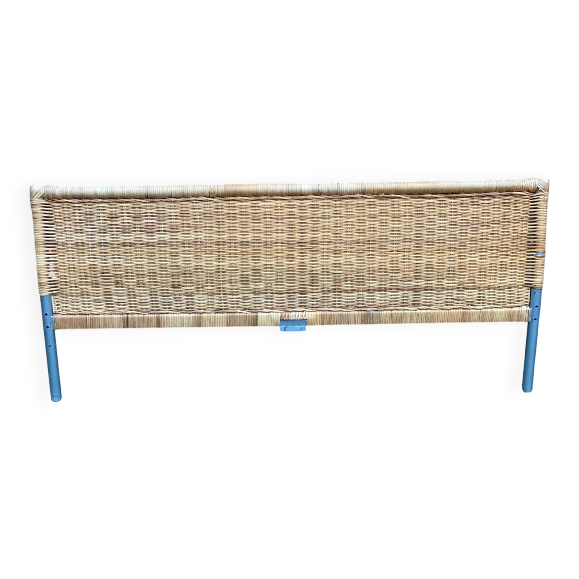 Scandinavian bed foot in bamboo, rattan, and wicker 1990 140cm