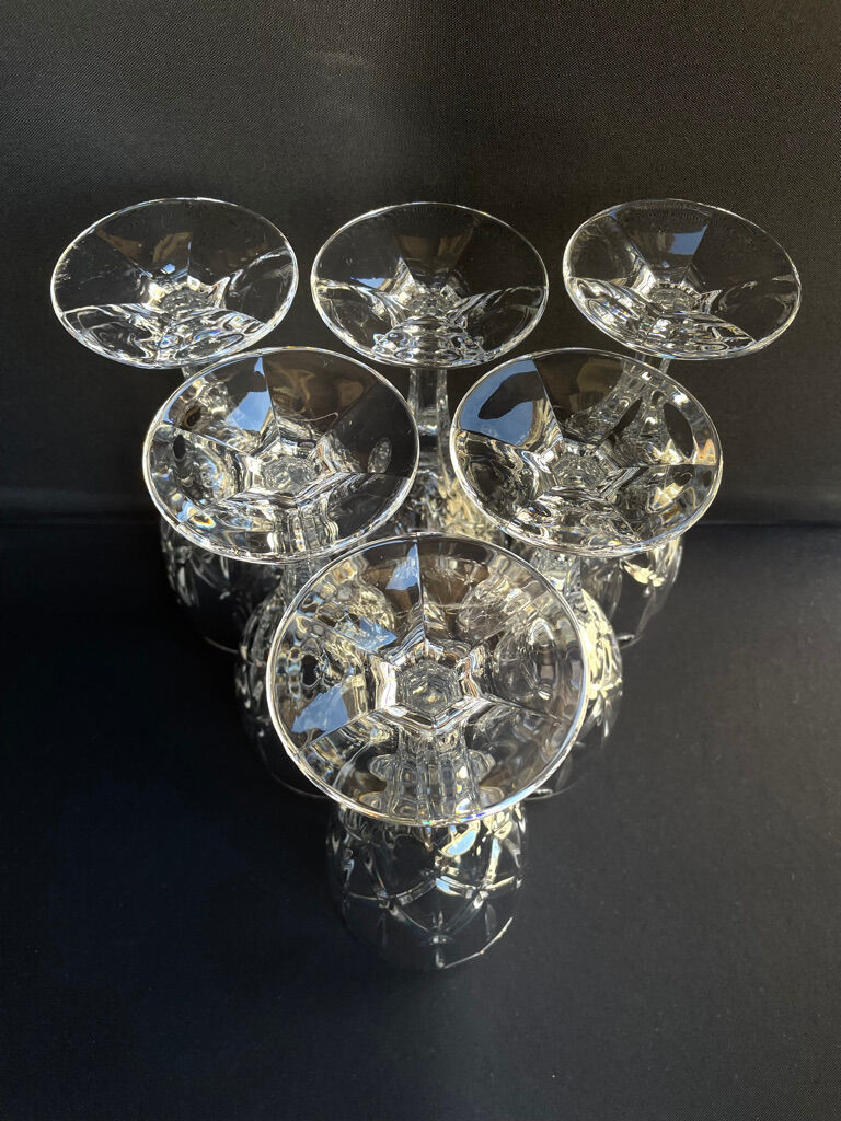 Bohemia - glasses on foot (6) - Modern mid-century - Lead crystal 24% Pbo