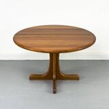 Danish Round Extendable Dining Table in Teak, 1970s