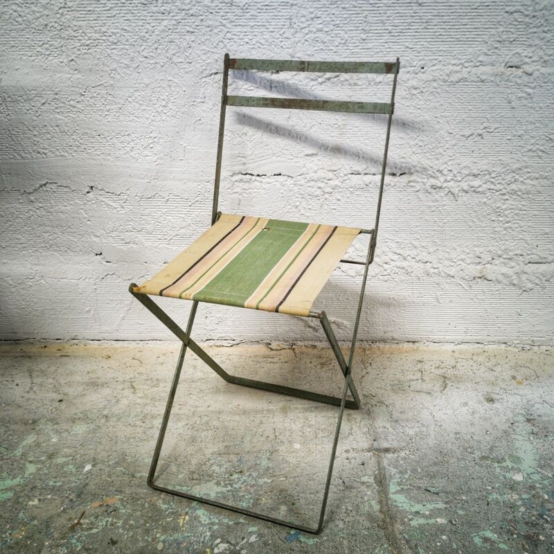 Folding chair iron and fabric