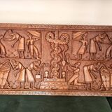 Ancient Carved Panel Bas Relief Sculpture Benin Dahomey Ritual Scene