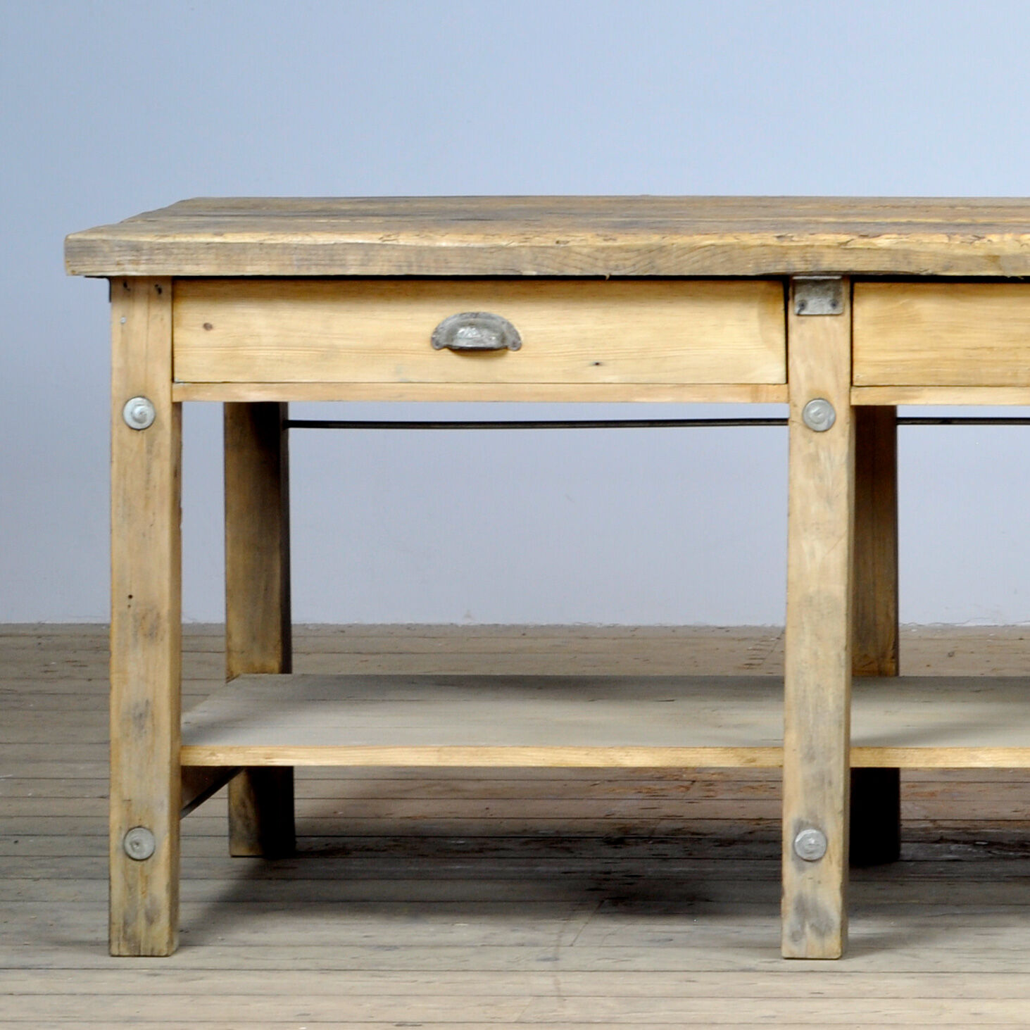 Industrial Wooden Worktable, 1980's