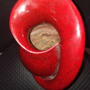 Vase coeur de rose en céramique par Fred et Andrée Stocker vers 1950